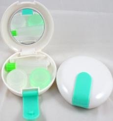 Round White Contact Lens Mirror Case Ideal Travel Kit